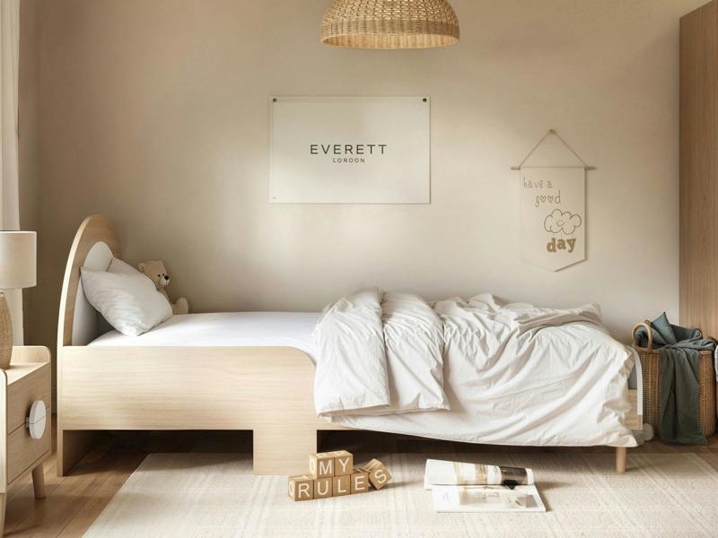 Flair Noah Single Curved Headboard Bed Oak