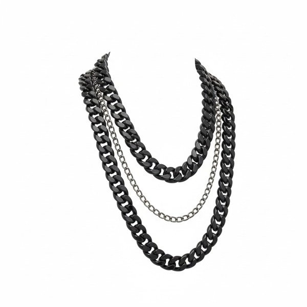 Sylvia Piechulla Cleopatra Black Metal Aluminum Chain Necklace
