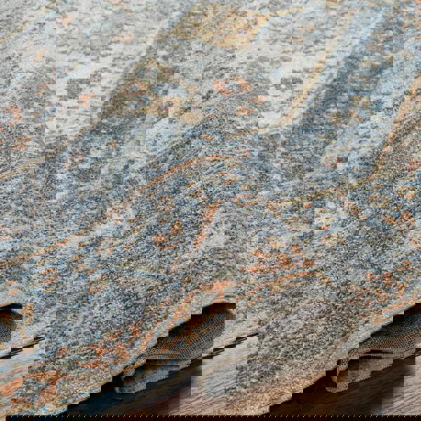 Livabliss Lillian-Washable Blue Brown Traditional Vintage Boho Rug