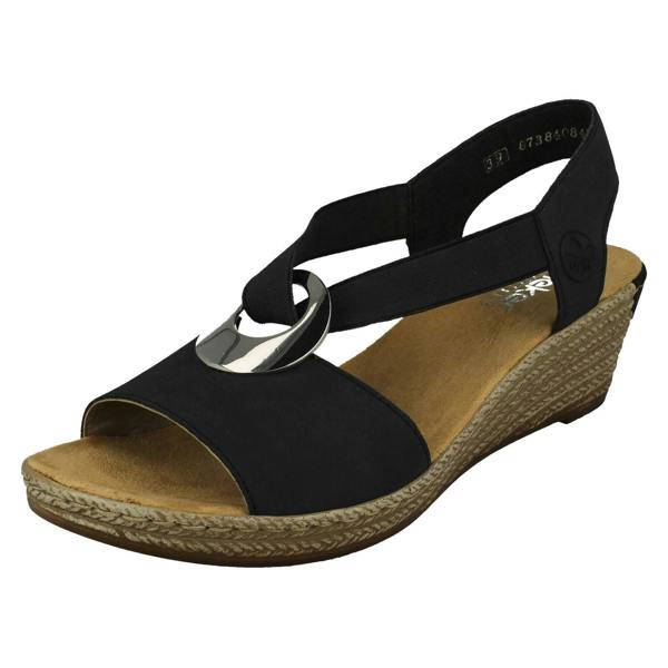Rieker Ladies Rieker Wedge Heeled Sandals 624H6