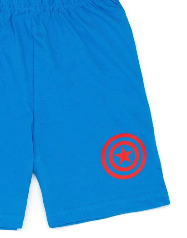 Disney Avengers Boys Blue Captain America Costume Short Sleeve Short Leg Pyjama Set