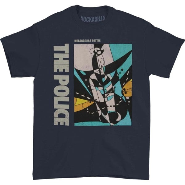 The Police Unisex Adult Message In A Bottle Cotton T-Shirt - Navy Blue