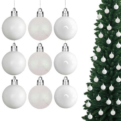 Shatchi 5cm White PVC Christmas Baubles, Pack Size Options for Festive Tree and Seasonal Displays