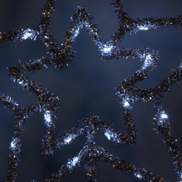 Samuel Alexander 28cm Battery Powered Silver Christmas Star Tree Topper with White Multi-Action LEDs