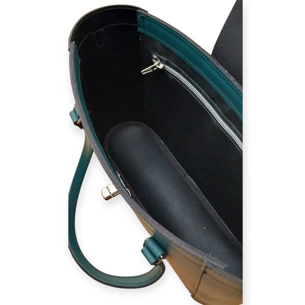 Zatchels Leather Mini Twist Lock Shopper Bag - Pine