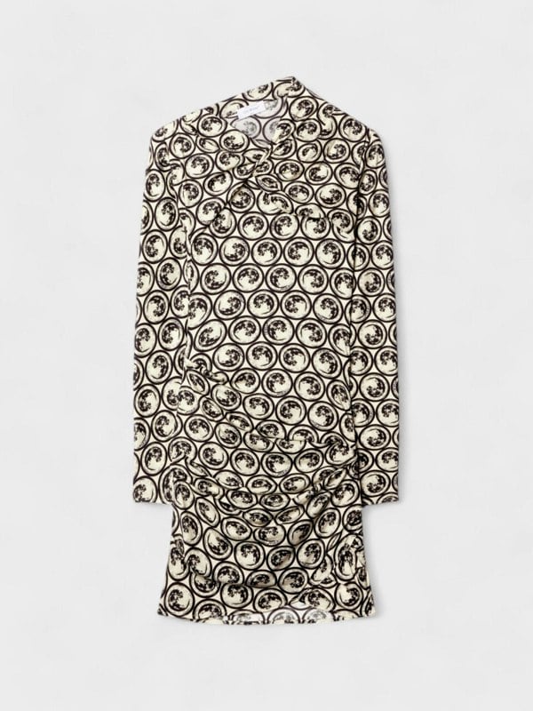 Off - White Moon - print Gathered Asymmetric Dress - Supplied FashionOff White
