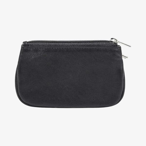 Black Women's Coin Purse with Two Zip Compartments