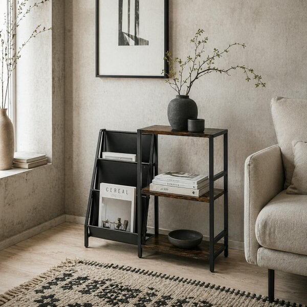 Wyld Haus Nobalo Wooden Rustic Brown 3 Tier Stand Side Table
