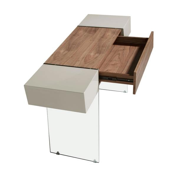 Angel Cerdá Rectangular Console Table Grey Wood, Walnut and Tempered Glass 3029
