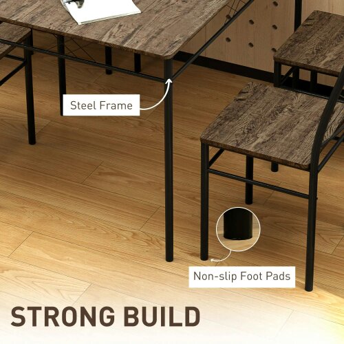 Wyld Haus Birutte Wooden Oak Effect And Black 5 Piece Minimal Dining Set