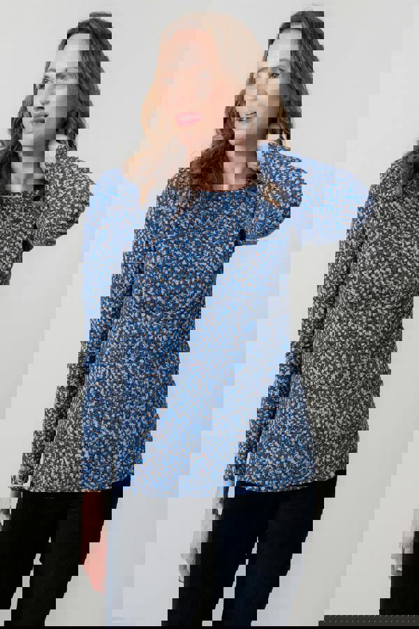 Lily & Me Monica Ditsy Print Organic Cotton Top Cobalt