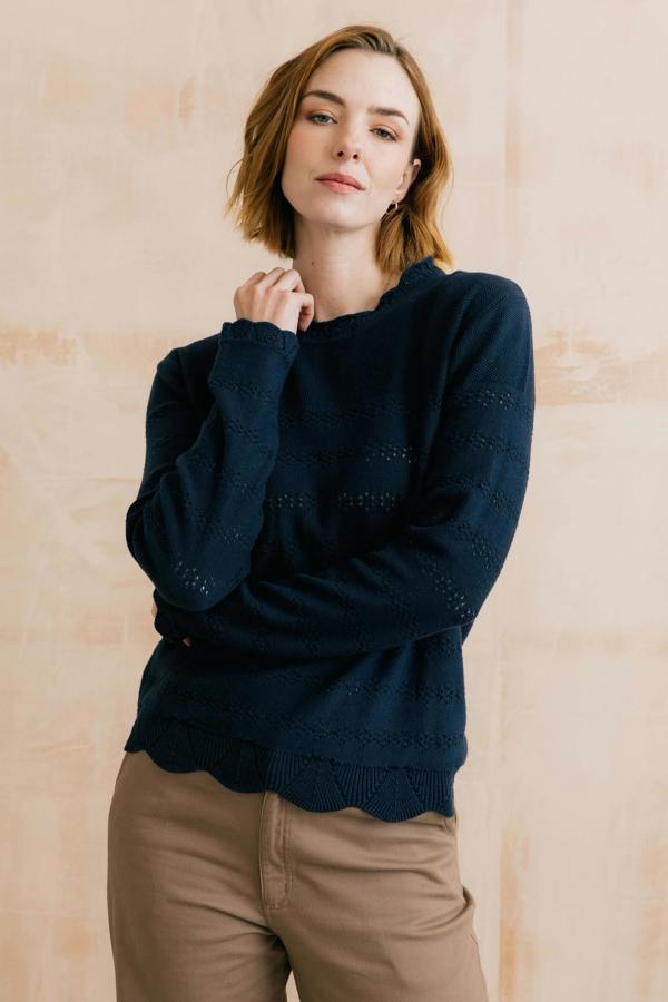 Lily & Me Rosie Pointelle Detail Jumper Navy