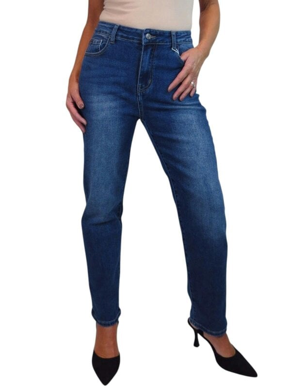 Paulo Due Women's High Waist Slim Straight Leg Stretch Denim Jeans