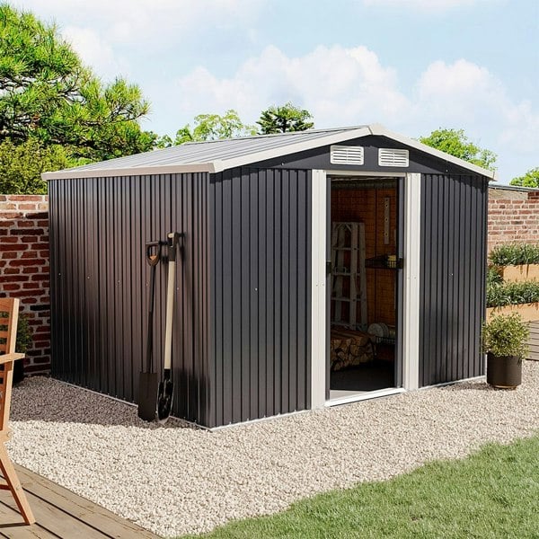 Updated Stylish Lockable Waterproof Garden Cushion Storage Box Garden Sheds Living and Home 6' x 8' ft Black 