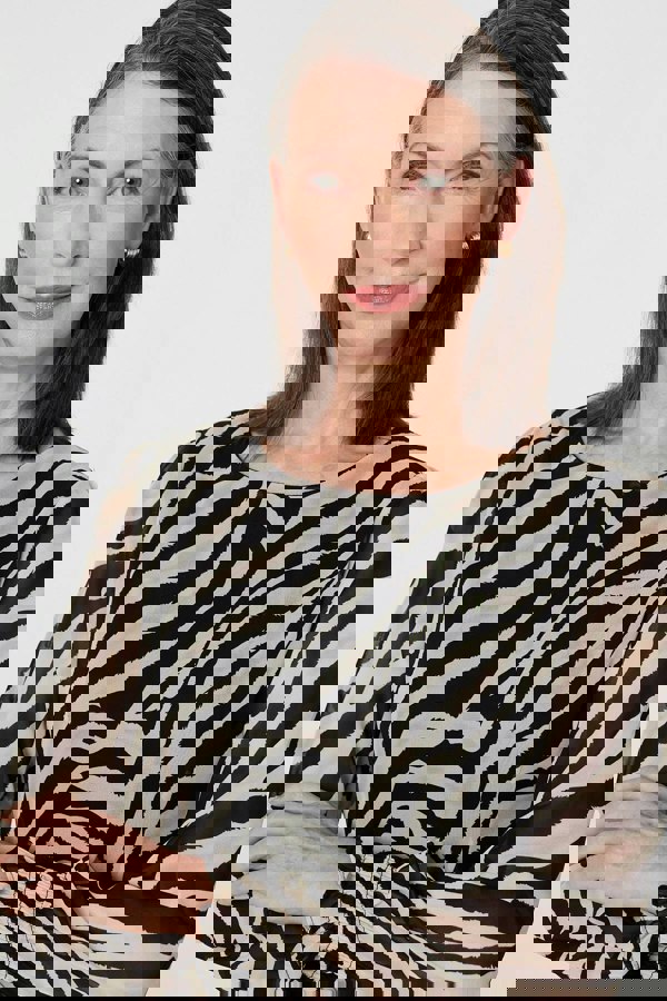 Black | Zebra Print Layered Tie Waist Maxi Dress
