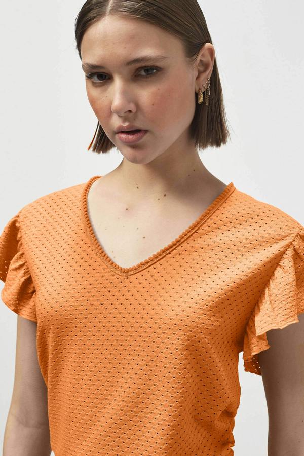 ENORSIA Women’s Frill Sleeve T-Shirt