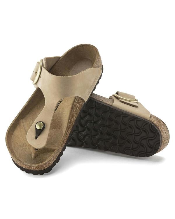 Birkenstock Gizeh Big Buckle Nubuck Leather Womens Sandals - Sandcastle - CHO - Designer Womens Sandals