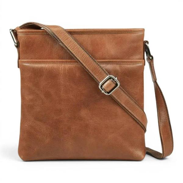 Wholesale tan large leather cross body bag crafted from premium real
leather with zip closure.