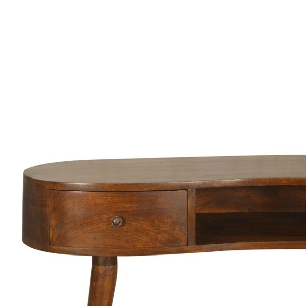 Wyld Haus Parma Chestnut Mango Wood Wave Writing Desk 2 Drawers