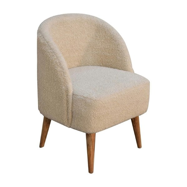 Artisan Furniture Solid Wood Cream Boucle Tub Chair
