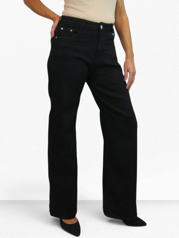 Paulo Due Women's High Waist Wide Straight Leg Stretch Jeans