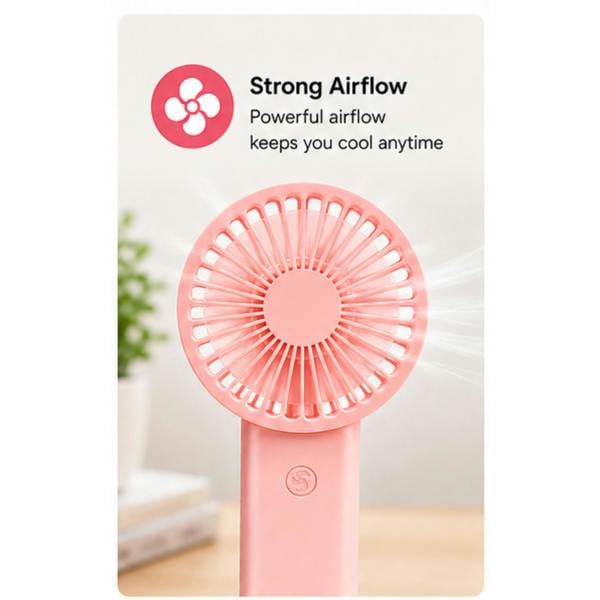 Dyzi Mini Rechargeable Handheld Fan 3 Speed USB Pink