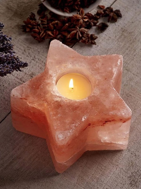 Yoga Studio Himalayan Salt Tealight Candle Holder - Star