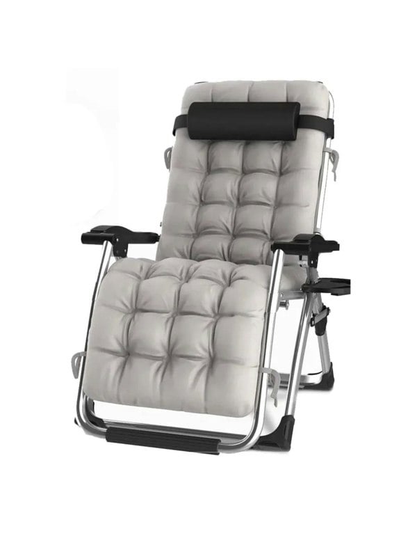 Groundlevel Luxury Gravity Garden Sun Lounger / Relaxer Chair with Cushion