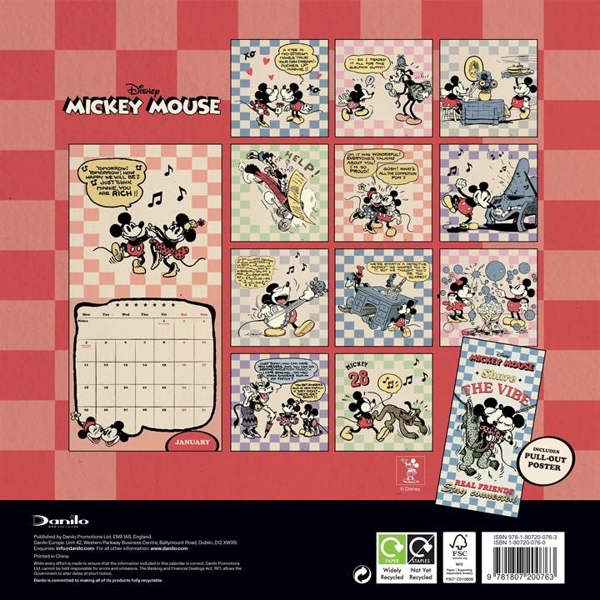 Disney, Mickey Mouse Calendar 2027, Wall Calendars, Month To View, Entertainment, Gift