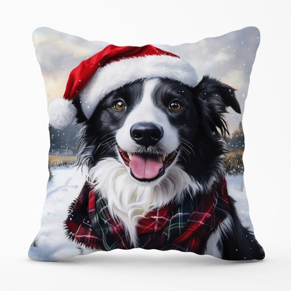 Warren Reed Christmas Border Collie Cushion