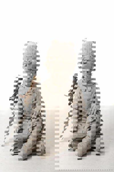 Large Reading Boy and Girl Statues in Sitting pose