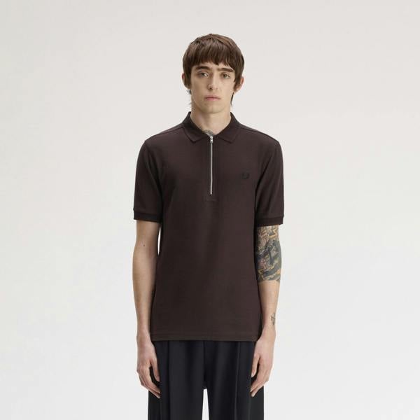 Fred Perry Ribbed Collar Crepe Pique Polo Shirt