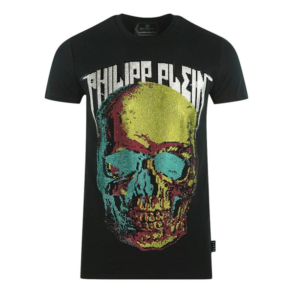 Philipp Plein Large Multi Colour Skull Black T-Shirt