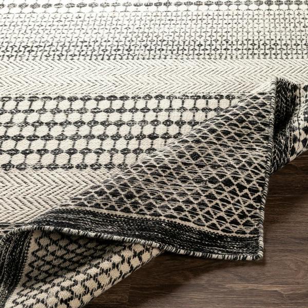 Livabliss Mardin-Hand Woven Black Beige Wool Global Fringe Rug