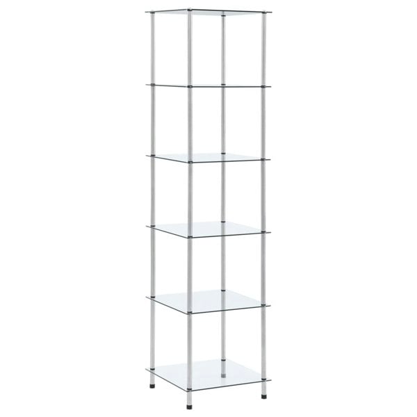 Berkfield 6-Tier Shelf Transparent 40x40x160 cm Tempered Glass