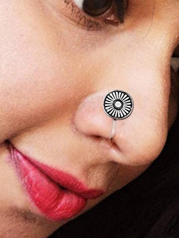 The Colourful Aura Multiple Design Simple Round Clip On Non Pierced Antique Boho Nose Pin