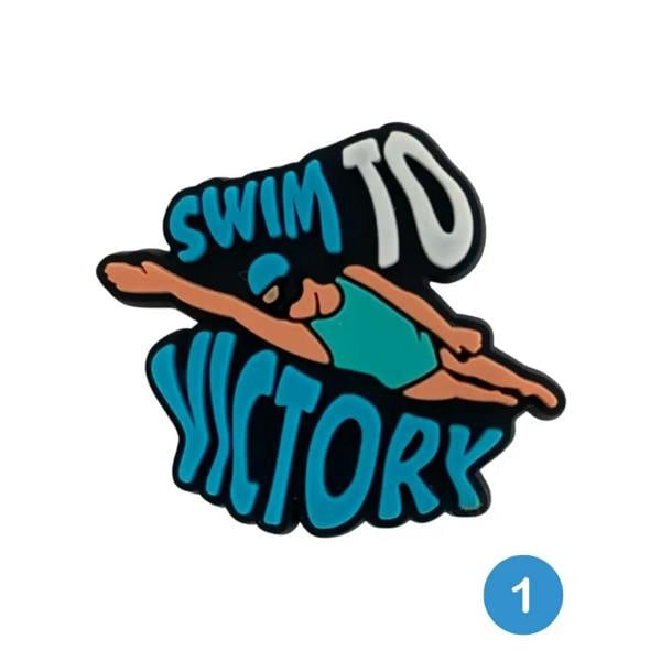 Blue green swimmer pin badge shoe charm for Simply Swim