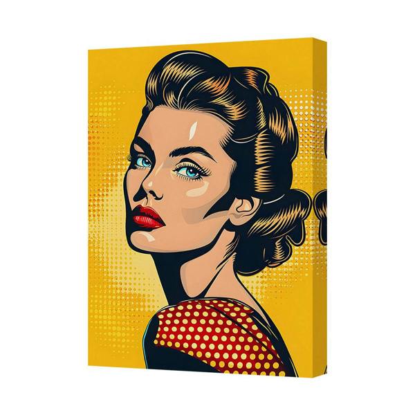 Benjamin Tate Design Pop Art Canvas Portrait Of Woman In Yellow Polka Dot Dress