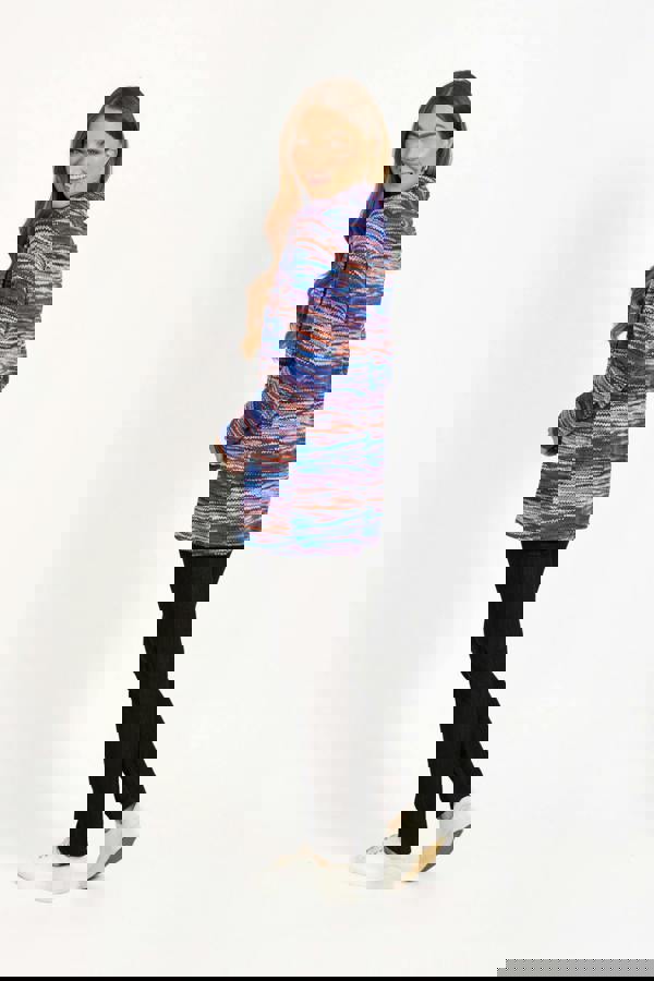 Staggered Print Cowl Neck Top