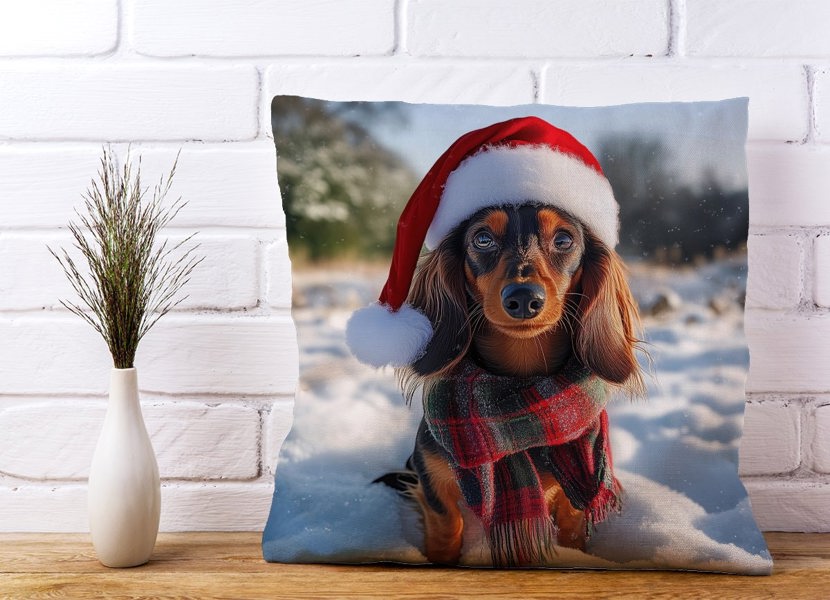 Warren Reed Christmas Dachshund Cushion