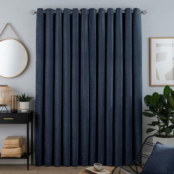 Smart Living Chenille Eyelet Curtain - Navy
