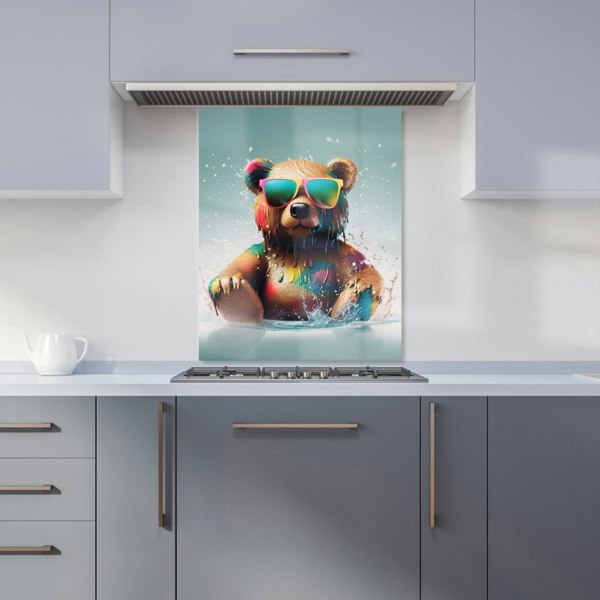 Warren Reed - Designer Splashart Bear In Glasses Kitchen Splashback