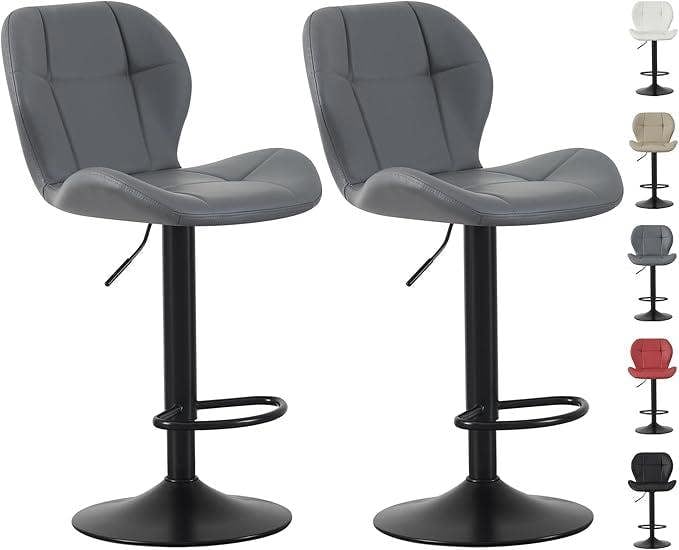 Set of 2 Height Adjustable Kitchen Bar Stool Breakfast Chairs with Footrest Stella
