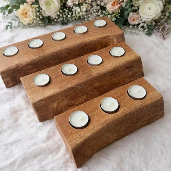 Giraffes & Craftz Chunky Live Edge Oak Tea Light Holder - Handmade From Sustainable Oak