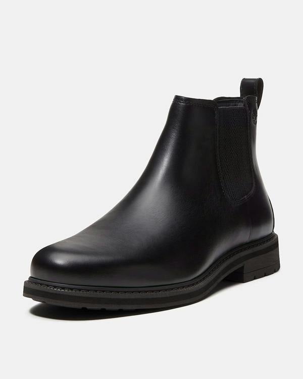 Timberland Stormbucks Mens Full Grain Leather Mid Chelsea Boots - Black | CHO | Designer Mens Chelsea Boots