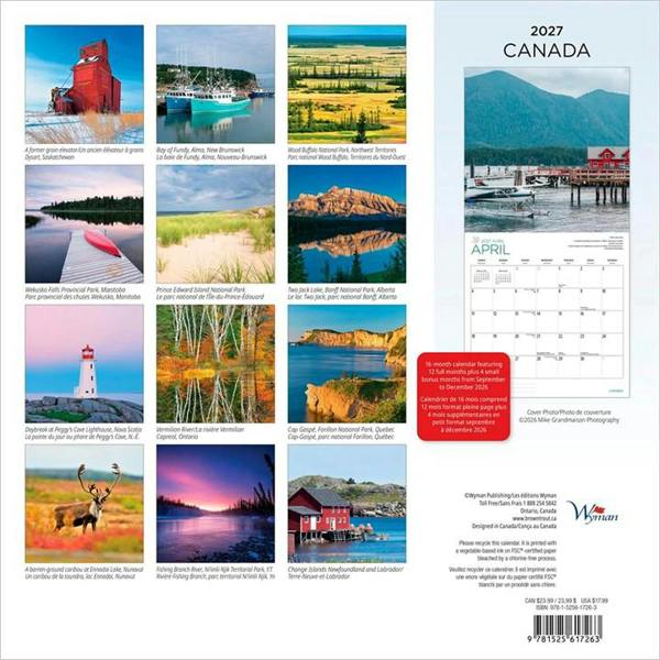 Canada Calendar 2027, Wall Calendars, Month To View, Travel, Gift