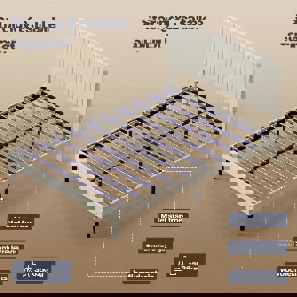 Levede Double Bed Frame Upholstered Platform Bedframe Adjustable Headboard White