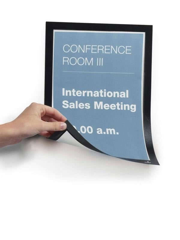 Durable DURAFRAME Magnetic Document Signage Frame for Metal | 5 Pack | A4 Black