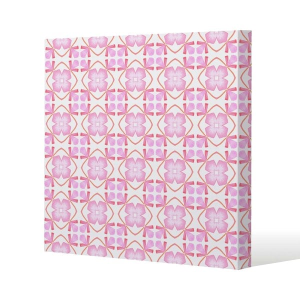 Benjamin Tate Design Pink sublime boho chic summer design Slim Style Canvas Print  40x40cm , 15mm Slim Real wood.