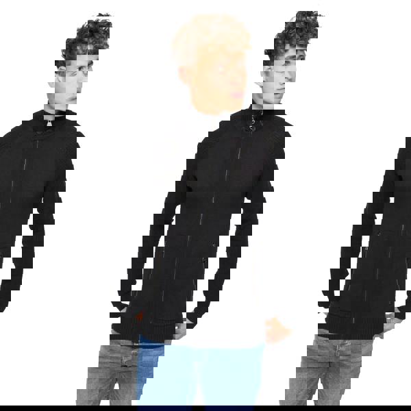 Crosshatch Mens Birchin Knitted Full Zip Jumper - Black - 